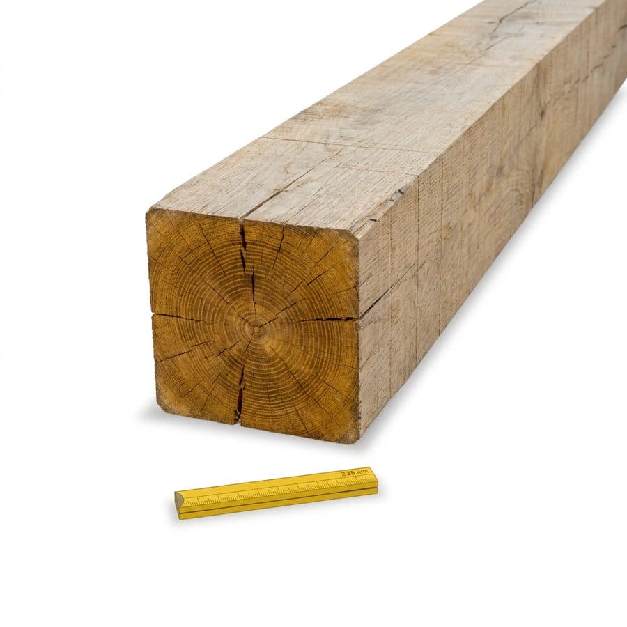 Ruwe eiken balk 150 op 150 millimeter